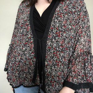 Black Floral Free People Top
